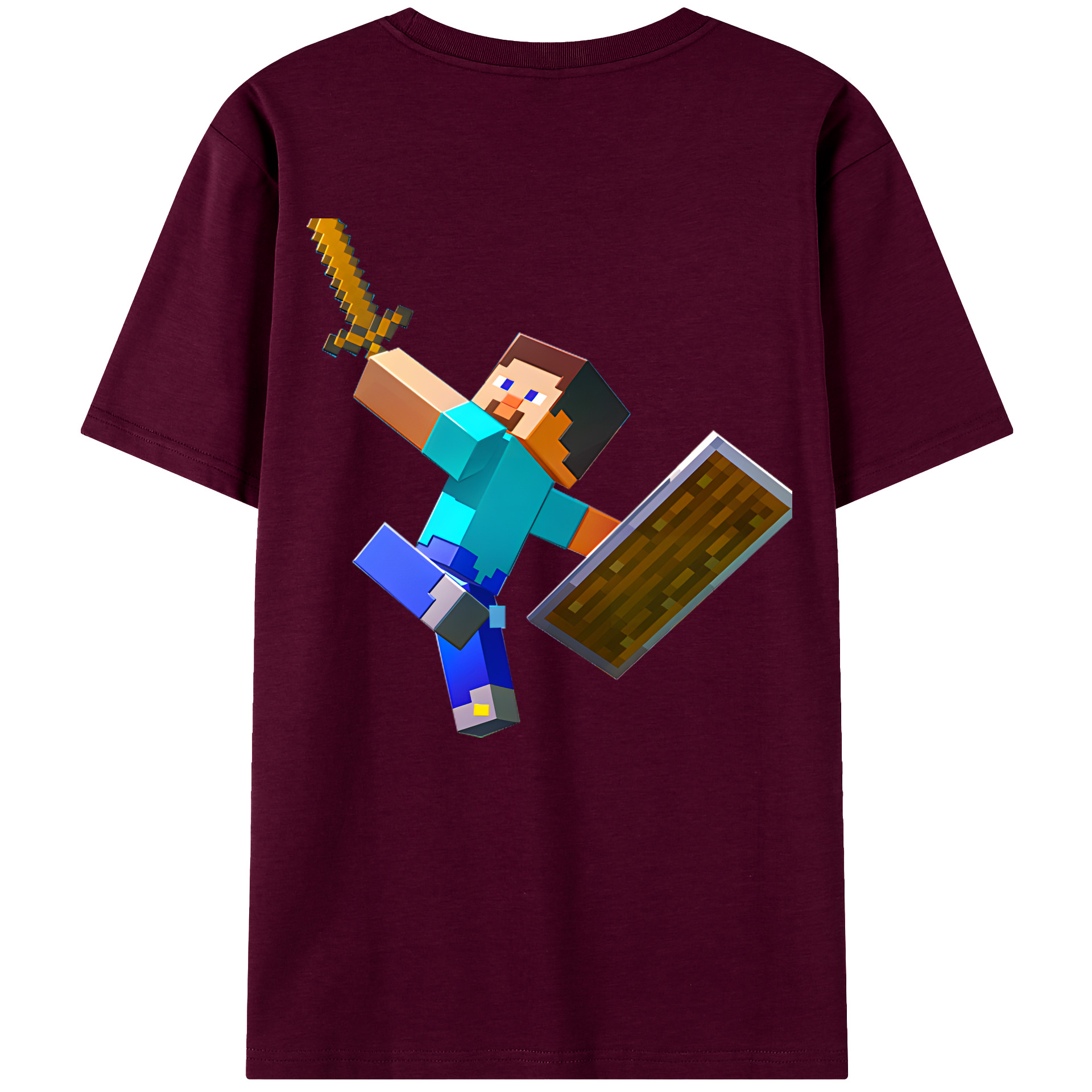 （画像用） マインクラフト ブロックの世界 Minecraft MC Block world レディース半袖Tシャツ(バックプリント)